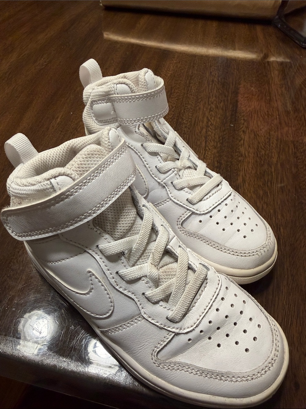 Nike Kids White High-Top Sneakers with Strap